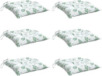 vidaXL Cojines De Silla 6 Uds Tela Oxford Estampado Hojas 50x50x7 Cm Vidaxl