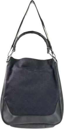 Gucci Pre-owned Shoulder Bags, female, Black, Size: ONE SIZE Pre-owned Bamboo GG Canvas 2way Handbag