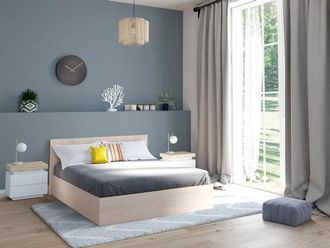 Vente-Unique Lift - Up Storage Bed - 160 X 200 Cm - Natural - ELPHEGE in Light Oak | Size: Double