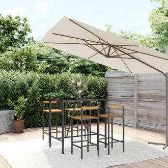vidaXL Mesa Bar Y Taburetes Jard&iacute;n 5 Pzas Madera Acacia Rat&aacute;n Pe Negro Vidaxl