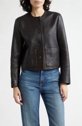Nili Lotan Ophelie Leather Jacket in Distressed Black at Nordstrom, Size X-Small