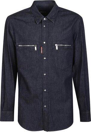 Dsquared2 Regular Fit Denim Biker Overhemd van Katoen- Geschikt voor Natte en Droge Reiniging - Heren - Casual Overhemden - Blauw - L - Katoen - Overhemden