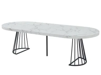Vente-Unique Tavolo da pranzo allungabile da 2 a 12 coperti in MDF e Acciaio Effetto marmo Bianco e Nero - FIRELA