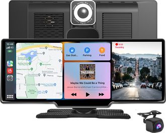 OEM C&aacute;mara De Salpicadero Para Coche Con Tarjeta Sd De 128 Gb, Carplay, Android Auto, Doble Lente Frontal Y Trasera, C&aacute;mara De Marcha Atr&aacute;s Resistente Al 