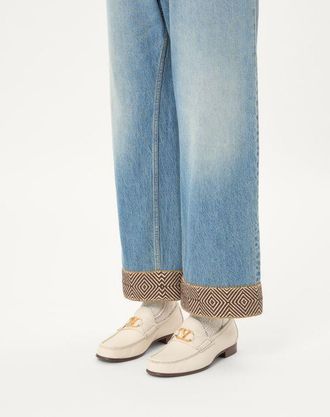 Valentino Garavani Mocassino Vlogo Signature In Capretto Uomo AVORIO 41.5