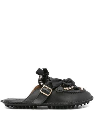 13 09 SR Medusa jewel-embellished flat mules - women - Calf Leather/Rubber/Calf Leather - 36 - Black