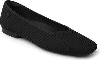 Vivaia Margot 2.0 Square-Toe V-Cut Flats in Black at Nordstrom, Size 9.5