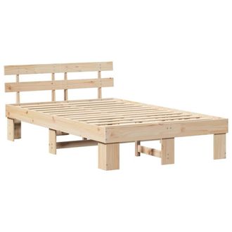 Berkfield Home Bed Frame with Headboard 140x190 cm Solid Wood Pine in Beige