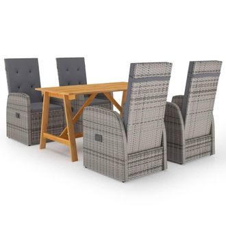 vidaXL Juego De Comedor Para Jard&iacute;n 5 Piezas Gris Vidaxl