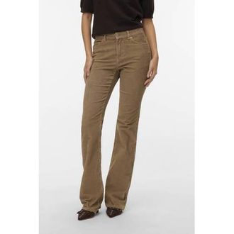 Vero Moda corduroy flared regular waist flared broek beige