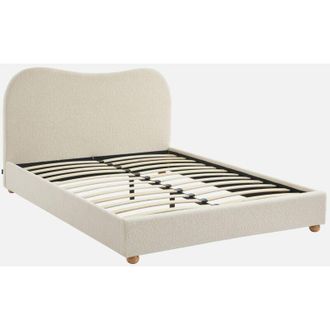 Sweeek Cama con somier y cabecero, acabado borreguito