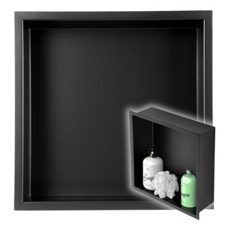 OEM Estante Empotrado De 30x30x10 Cm, Negro Mate, Para El Ba&ntilde;o