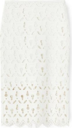 Motivi Kokerrok in gecoate stof met sangallo-effect - Dames - Kokerrokken - Wit - 2XS - Polyester - Rokken