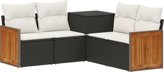 vidaXL Juego De Sof&aacute; 5 Uds. Negro Y Blanco Crema Vidaxl