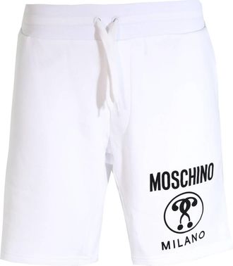 Moschino Mens Cotton Sweatshorts With Logo In White