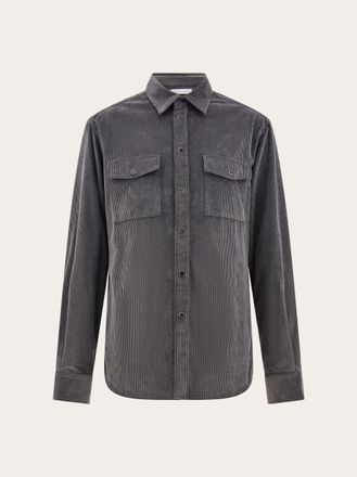 Ferragamo Men Corduroy shirt Grey