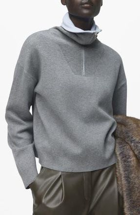 Mango Quarter Zip Turtleneck Sweater in Grey at Nordstrom Rack, Size Medium