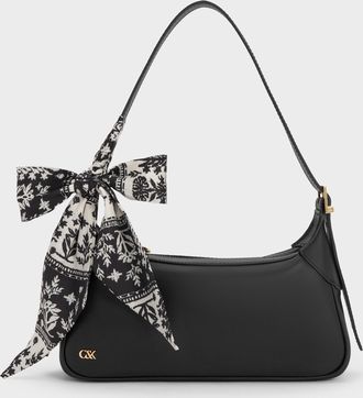 Charles & Keith Cerese Leather Scarf-Handle Shoulder Bag