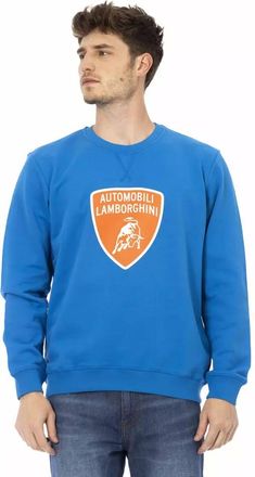 Automobili Lamborghini Blue Cotton Men Mens Sweater