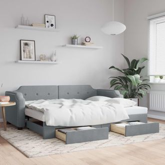 vidaXL Sof&aacute; Cama Nido Con Cajones Tela Gris Claro 80x200 Cm Vidaxl