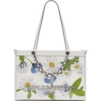 Karl Lagerfeld Savoie Floral Emboridery Tote in White Multi at Nordstrom