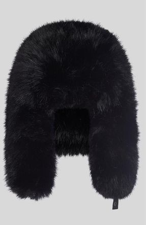 Cynthia Rowley The Snow Bunny Faux Fur Trapper Hat in Black at Nordstrom