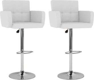 vidaXL Vidaxl - Taburetes De Cocina 2 Unidades Cuero Sint&eacute;tico Blanco