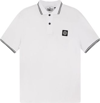 Stone Island Logo Polo Shirt - Heren - Polos - Wit - 2XL - Katoen - Tops