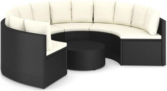 vidaXL Set De Sof&aacute;s De Jard&iacute;n 7 Piezas Y Cojines Rat&aacute;n Sint&eacute;tico Negro Vidaxl
