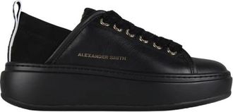 Alexander Smith Wembley Alta Donna in zwart leer en zwarte zool - Dames - Sneakers - Zwart - 38 EU - Leer - Schoenen