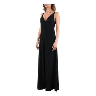 Manila Grace Jumpsuits, female, Black, Size: XS Palazzo Jumpsuit with V-neck
