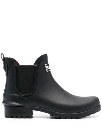 Barbour logo-patch ankle boots - women - Rubber/Rubber/Fabric - 5 - Black