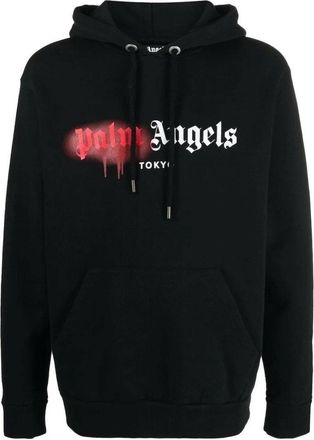 Palm Angels Tokyo Spray Paint Logo Black Hoodie