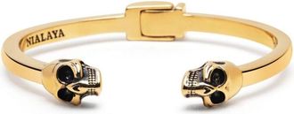 Nialaya skull motif gold plated bracelet - men - stainless steel/Gold Plated - L