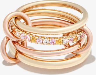 Spinelli Kilcollin 18K Yellow Gold Nimbus Dusk Sapphire And Diamond Ring - Womens - Diamond/18kt Rose Gold/18kt Yellow Gold/Orange Sapphire