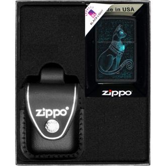 OEM Encendedor Zippo Dise&ntilde;o De Gato Espiritual Set De Regalo N.&ordm; 3