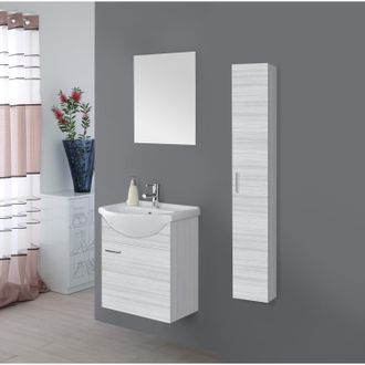 Feridras Feridras - Mobile Bagno Sospeso 55 Cm Grigio Completo Di Lavabo E Specchio Desya