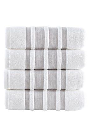 Brooks Brothers Contrast Border 4-Piece Towel Set in White/Taupe at Nordstrom Rack, Size Hand Towel