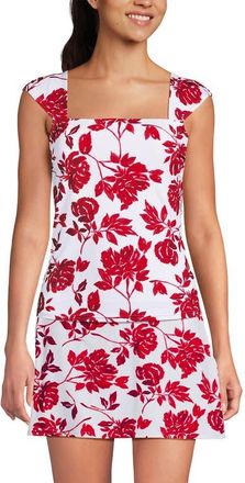 Lands End Womens Square Neck Underwire Square Back Tankini Swimsuit Top in Red Graphic Floral at Nordstrom, Size 18