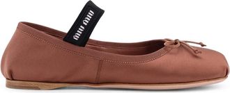 Miu Miu Satin Ballerinas - Dames - Ballerinas - Bruin - 37 EU - Satijn - Schoenen