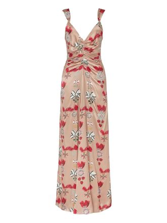 Temperley London Reina bow-print dress - women - Viscose/Silk - 12 - Pink