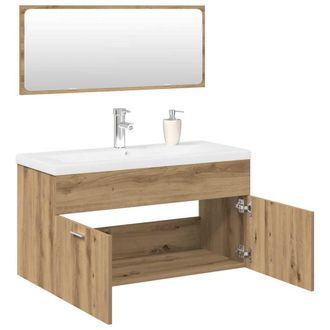 Berkfield Home 3 Piece Bathroom Furniture Set Artisan Oak Engineered Wood in Brown