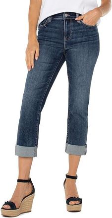 Liverpool L.A. Charlie Crop Wide Rolled Cuff Jean 24in Inseam Womens Jeans Wells : 16 24, Cotton/Denim/Elastane