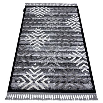 RugsX Alfombra Maroc P658 Copos De Nieve Negro / Gris Franjas Bereber Marroqu&iacute; Shaggy Grey 140x190 Cm