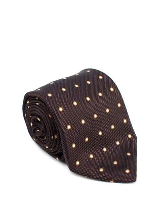 Isaia Navy and Brown Spotted Silk Tie