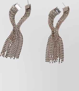 Paco Rabanne teardrop fringe rhinestone earrings pair