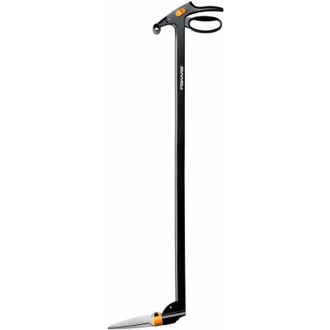 Fiskars Cesoie per erba con manico, Meccanismo anti-blocco Servo-System, Lunghezza: 100 cm, Lame in acciaio/Impugnatura e manico in plastica, GS46