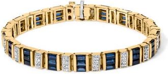 House of Brilliance 14K Gold 2/5 Cttw Diamond & 8.0 Cttw Sapphire Link Bracelet in Yellow at Nordstrom