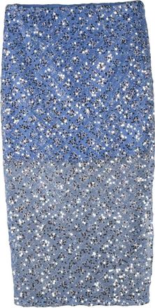 Marella Silver Light Blue Polyamide Metallic Polyester Skirt
