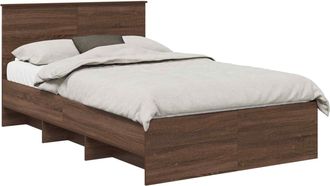 vidaXL Estructura De Cama Con Cabecera Roble Marr&oacute;n 120 X 123 Cm Vidaxl